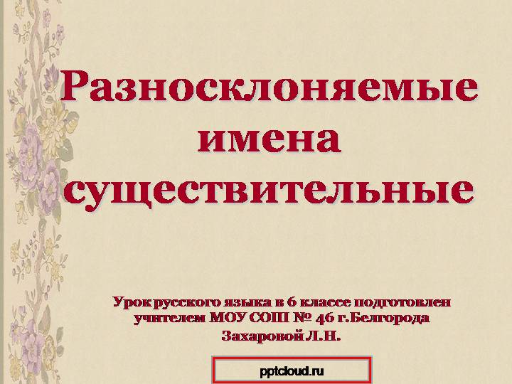 Презентация: Разносклоняемые имена существительные