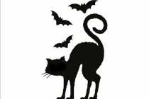 Трафарет кошка и летучие мыши