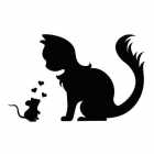 Трафарет кошка и мышка