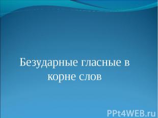 Безударные гласные в корне слов