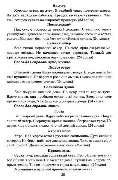 Диктанты по русскому языку на тему весна (1 класс)