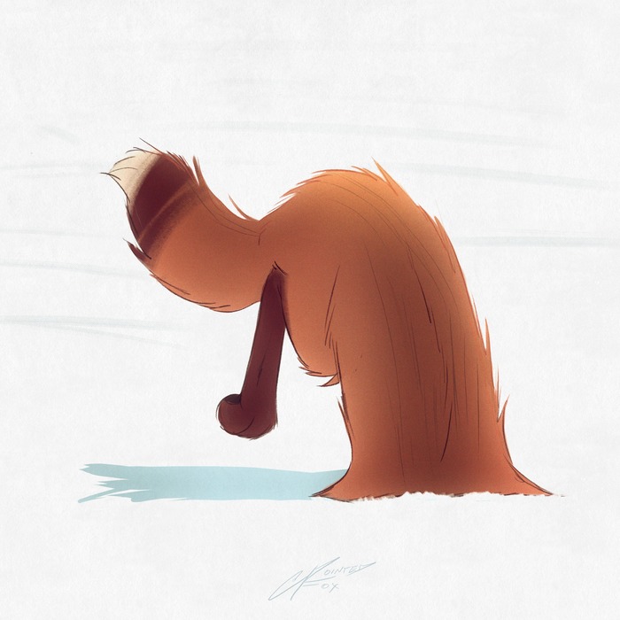 Обед Арт, Рисунок, Животные, Лиса, Мышкование, Снег, Pointedfox