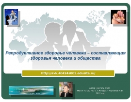 Репродуктивное здоровье человека – составляющая здоровья человека и общества