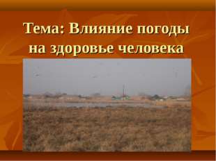 Тема: Влияние погоды на здоровье человека