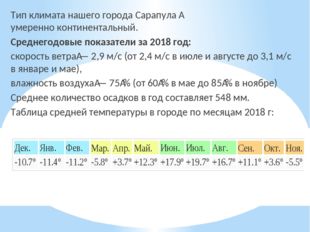 Тип климата нашего города Сарапула умеренно континентальный. Среднегодовые п