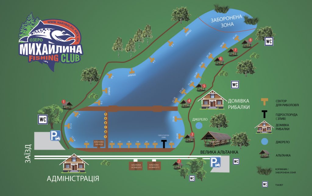 Карта водоема Михайлина под Киевом