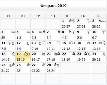 Лунный календарь. Народные приметы (февраль 2019)