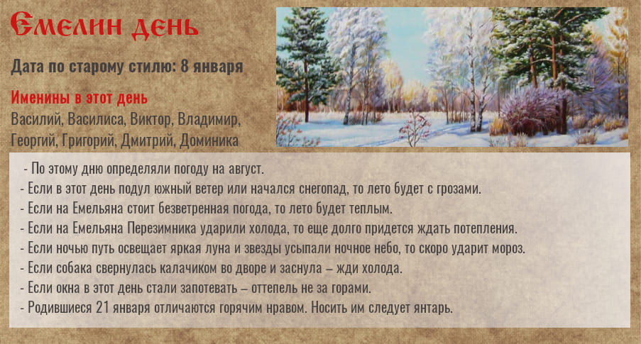21 января — Емельян Перезимник