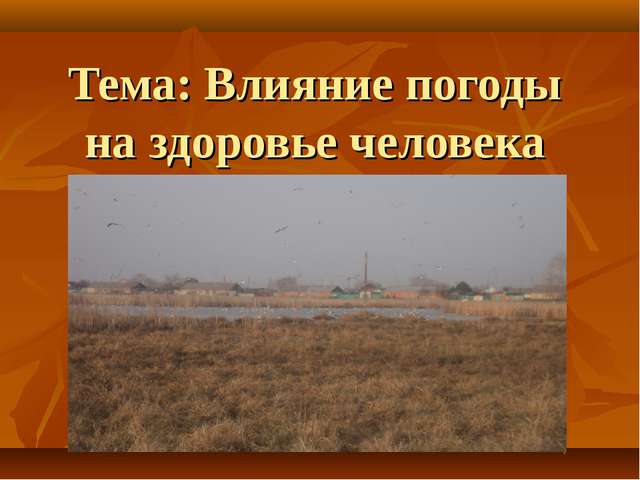 Тема: Влияние погоды на здоровье человека