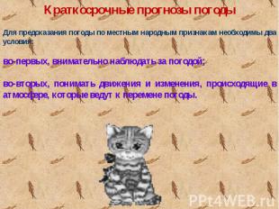 Для предсказания погоды по местным народным признакам необходимы два условия: во
