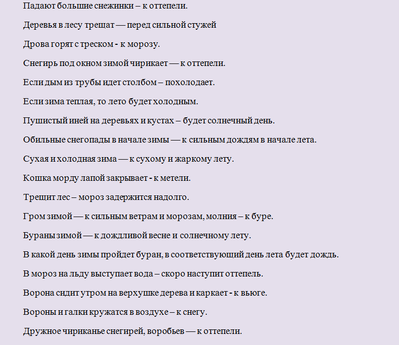 Народные приметы