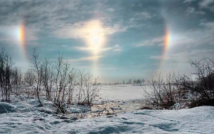 радуга и солнце зимой