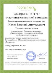 Свидетельство участника экспертной комиссии