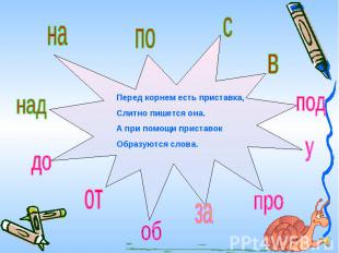 Перед корнем есть приставка,Слитно пишется она.А при помощи приставок Образуются